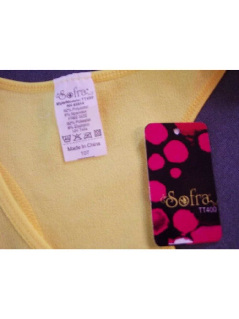 SOFRA Seamless Tank OS one-size Yellow Racerback Ribbed - Picture 7 of 7